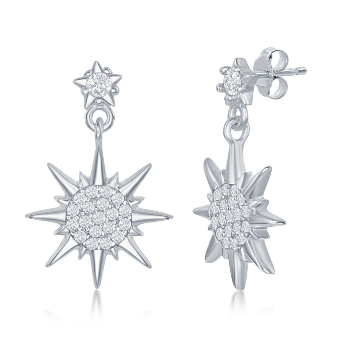 Cubic Zirconia Sunburst Earrings