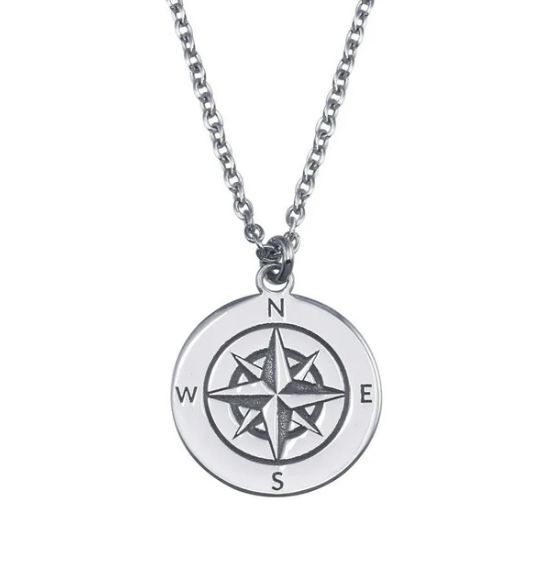 Sterling Silver Compass Necklace