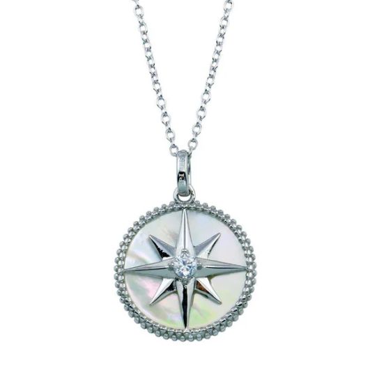 Mother of Pearl North Star Necklace in Sterling Silver