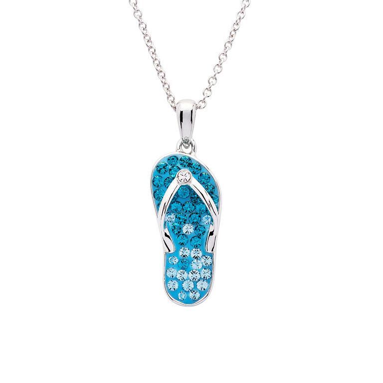 Aqua Crystal Flip Flop Necklace