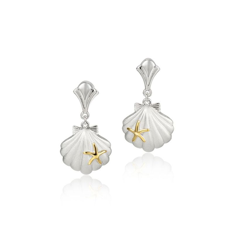 Shell Earrings with 14kt Gold Starfish