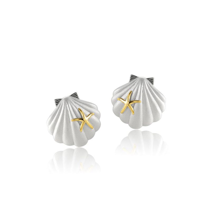 Shell Earrings with 14kt Gold Starfish