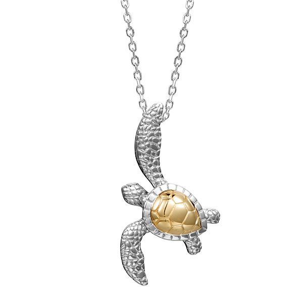 Turtle Necklace 14kt Gold & Sterling Silver