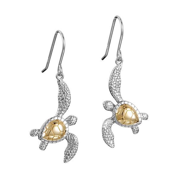 Turtle Earrings 14kt Gold and Sterling Silver