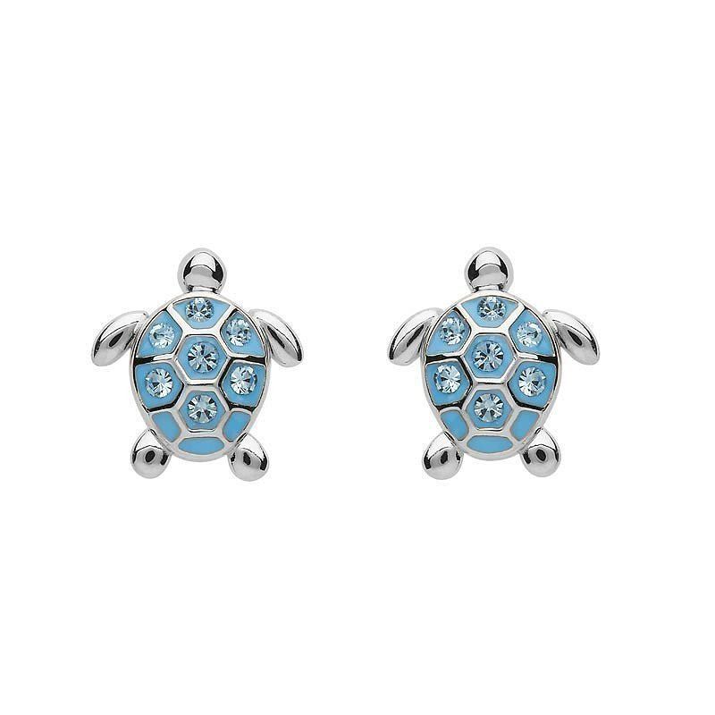 Aqua Turtle Stud Earrings