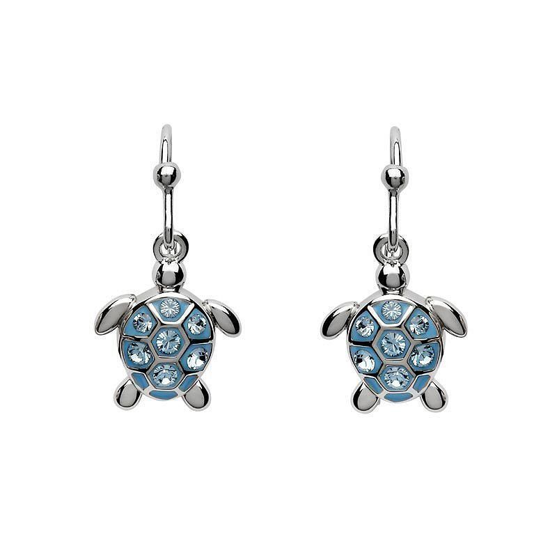 Aqua Turtle Dangle Earrings