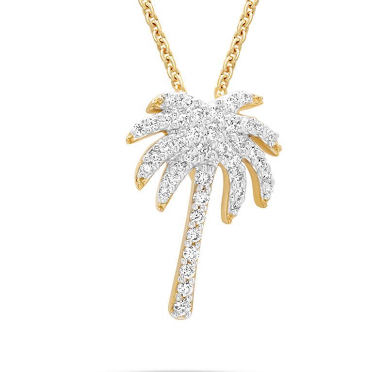 14kt Gold Lab Diamond Palm Tree Necklace 14kt Gold Lab Diamond Palm Tree Necklace