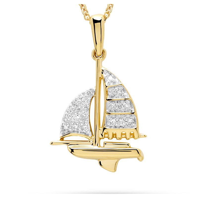 14kt Gold Lab Diamond Sailboat Necklace 14kt Gold Lab Diamond Sailboat Necklace