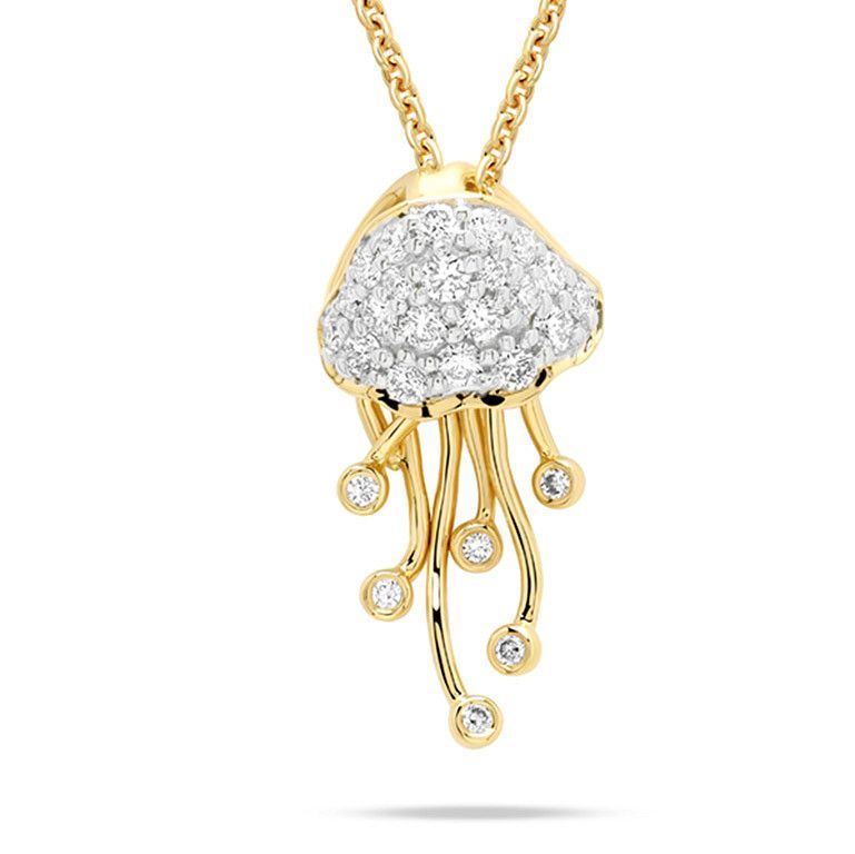 14kt Gold Lab Diamond Jellyfish Necklace 14kt Gold Lab Diamond Jellyfish Necklace