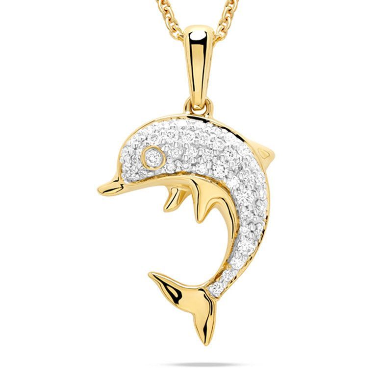 14kt Gold Lab-Diamond Dolphin Necklace 14kt Gold Lab-Diamond Dolphin Necklace