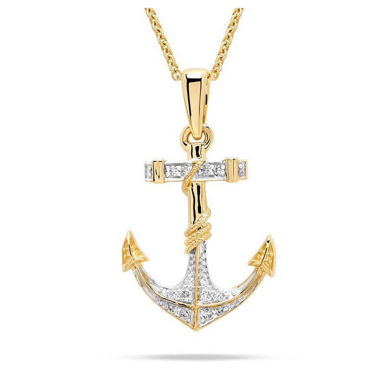 14kt Gold Lab Diamond Anchor Necklace 14kt Gold Lab Diamond Anchor Necklace
