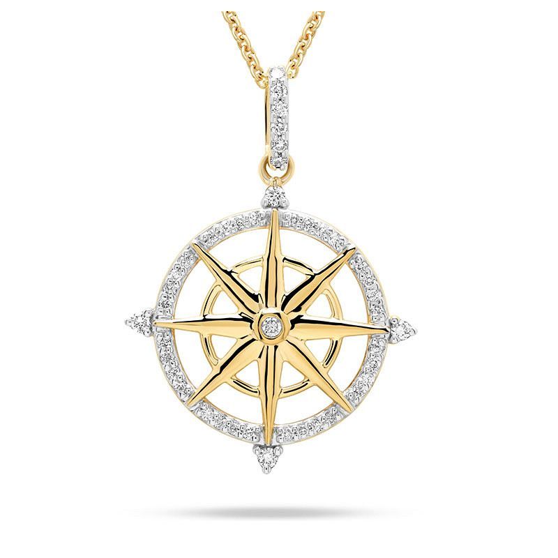 14kt Gold Lab Diamond Ship Wheel Necklace 14kt Gold Lab Diamond Ship Wheel Necklace