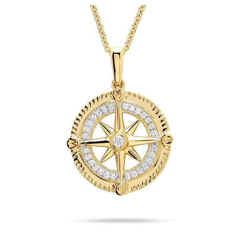 14kt Gold Lab Diamond Compass Necklace 14kt Gold Lab Diamond Compass Necklace