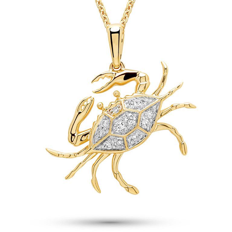 14kt Gold Lab Diamond Crab Necklace 14kt Gold Lab Diamond Crab Necklace