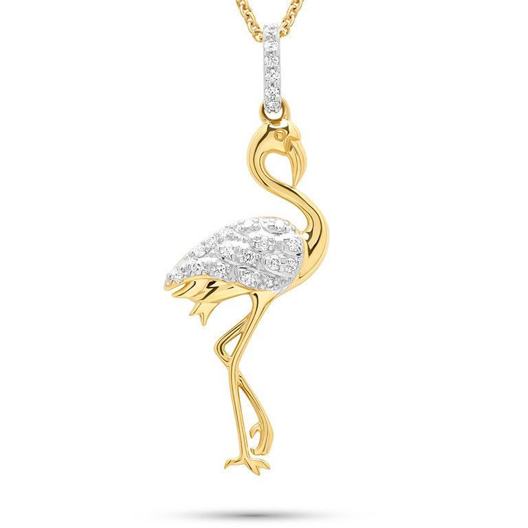 14kt Gold Lab Diamond Flamingo Necklace 14kt Gold Lab Diamond Flamingo Necklace