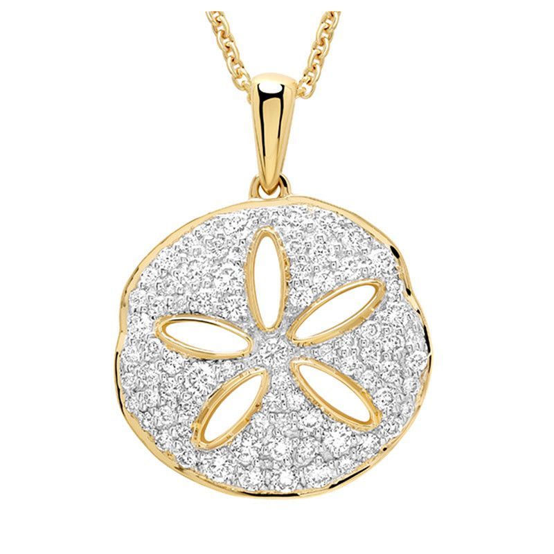 14kt Gold Lab Diamond Sand Dollar Necklace 14kt Gold Lab Diamond Sand Dollar Necklace