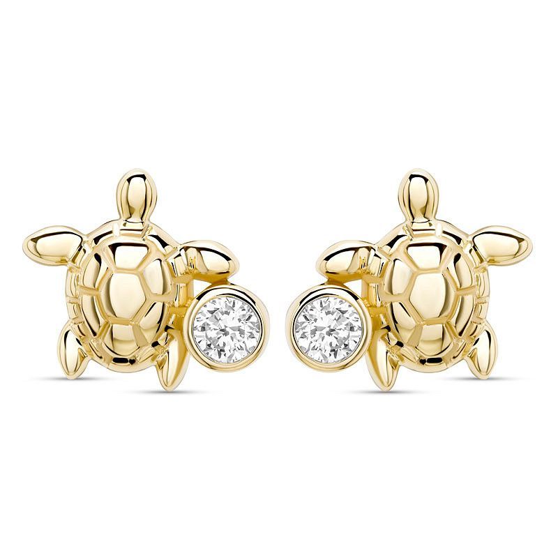 14kt Gold Lab Diamond Turtle Earrings 14kt Gold Lab Diamond Turtle Earrings
