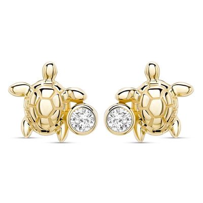 14kt Gold Lab Diamond Turtle Earrings 14kt Gold Lab Diamond Turtle Earrings