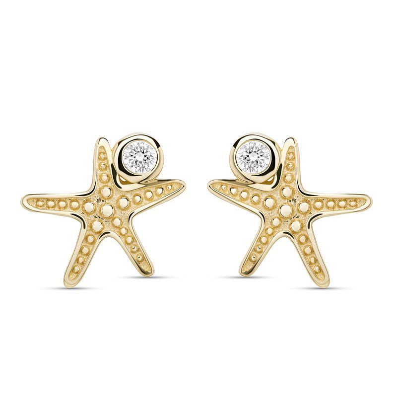 14kt Gold Lab Diamond Starfish Earrings 14kt Gold Lab Diamond Starfish Earrings