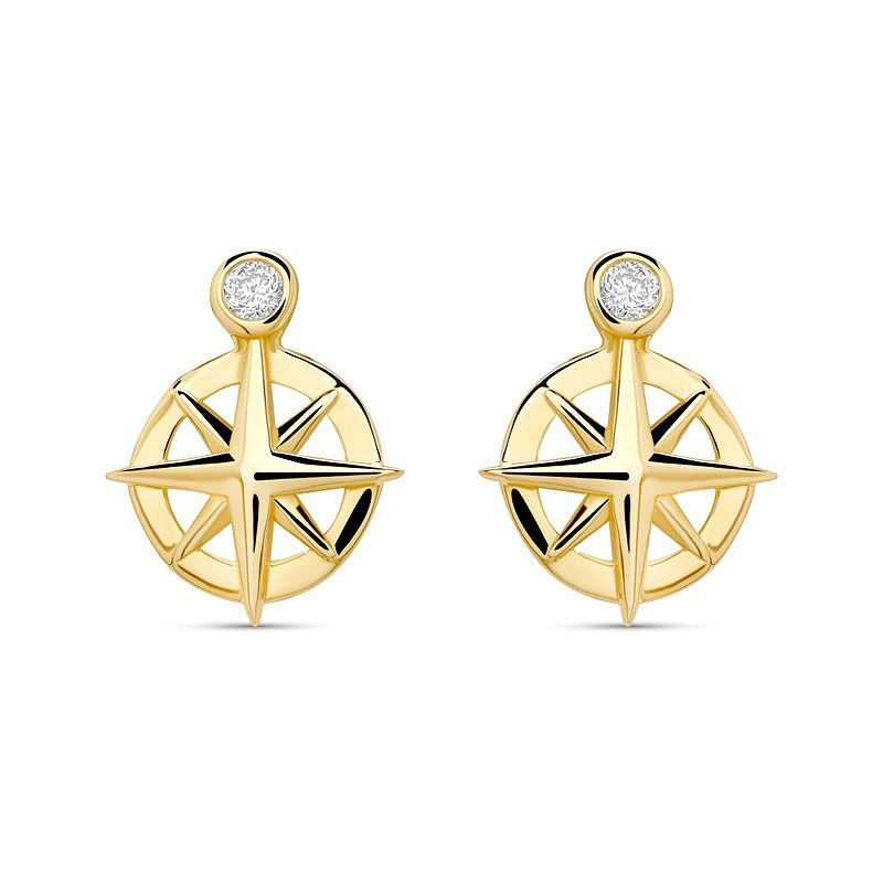 14kt Gold Lab Diamond Ships Wheel Earrings 14kt Gold Lab Diamond Ships Wheel Earrings