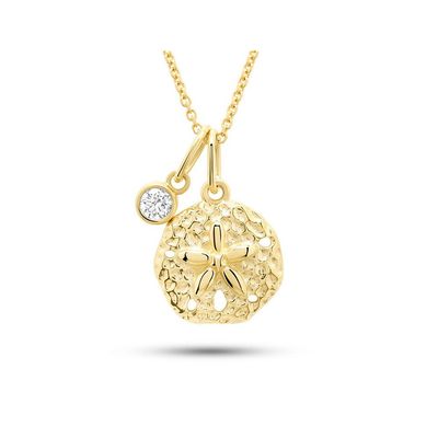 14kt Gold Lab Diamond Sand Dollar Necklace 14kt Gold Lab Diamond Sand Dollar Necklace