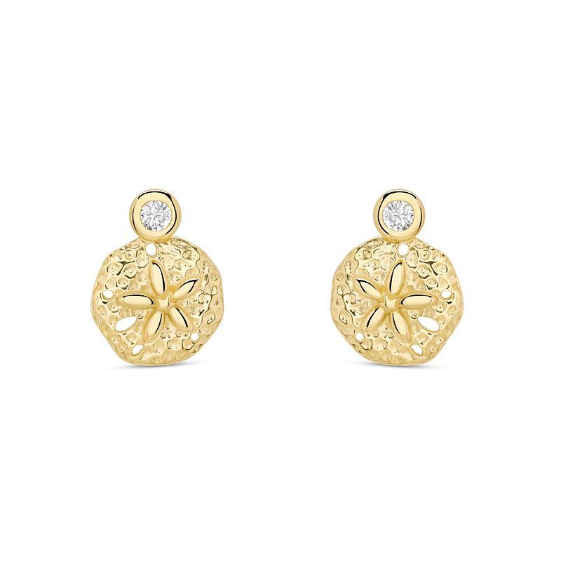 14kt Gold Lab Diamond Sand Dollar Earrings 14kt Gold Lab Diamond Sand Dollar Earrings