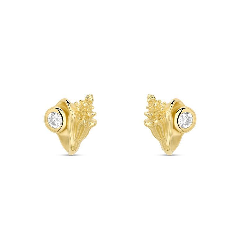 14kt Gold Lab Diamond Shell Earrings 14kt Gold Lab Diamond Shell Earrings
