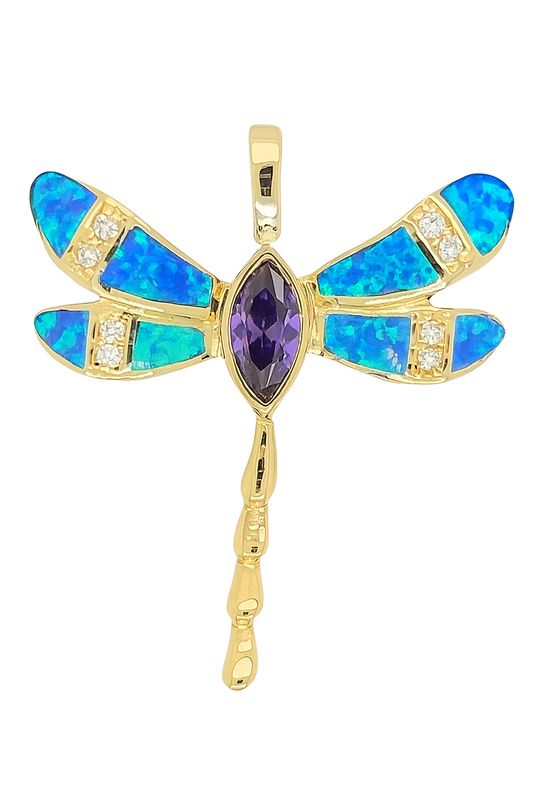 Opal Dragonfly Pendant