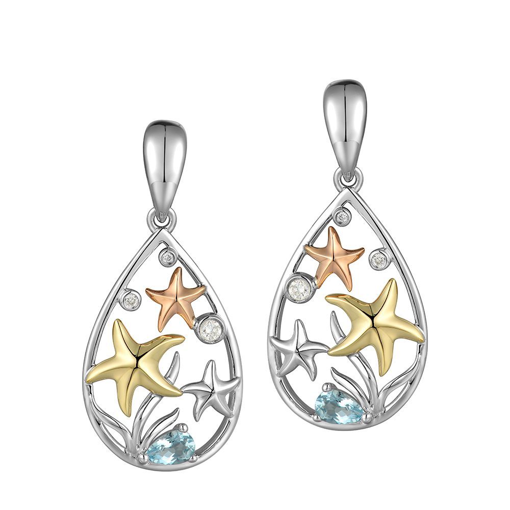 Starfish Earrings 14kt and Sterling Silver