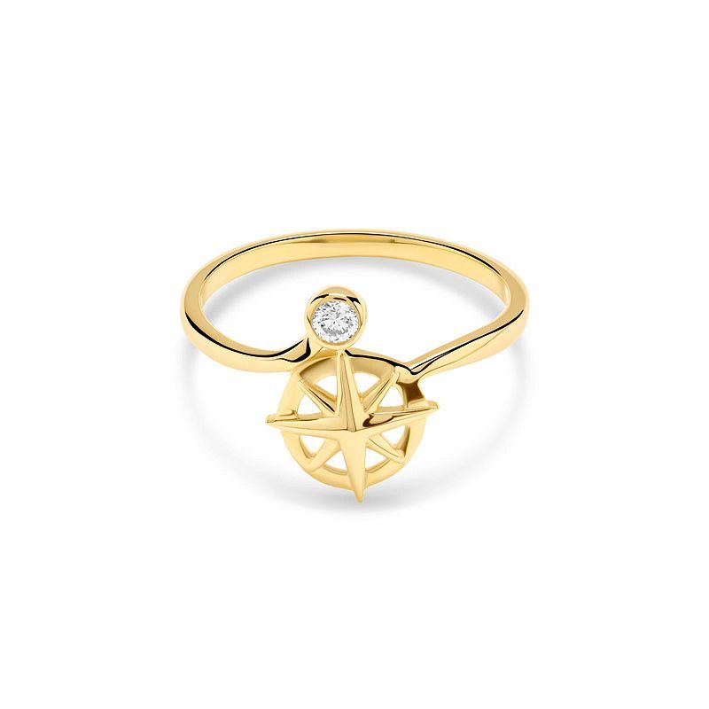 14kt Gold Lab Diamond Compass Ring