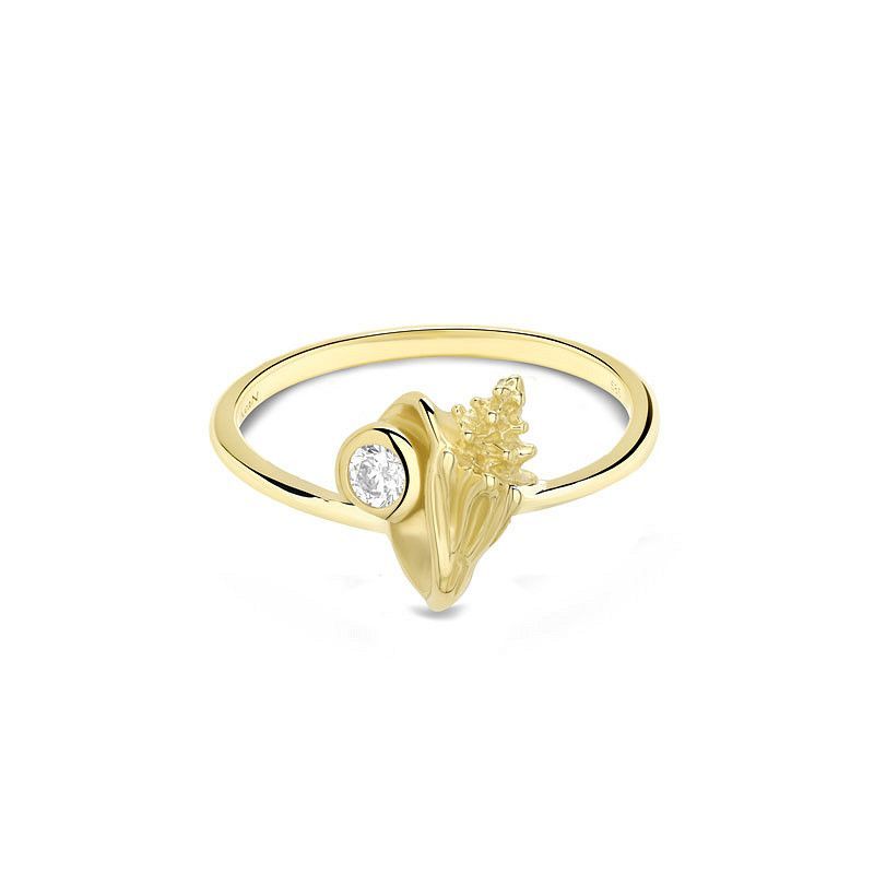 14kt Gold Lab Diamond Conch Shell Ring