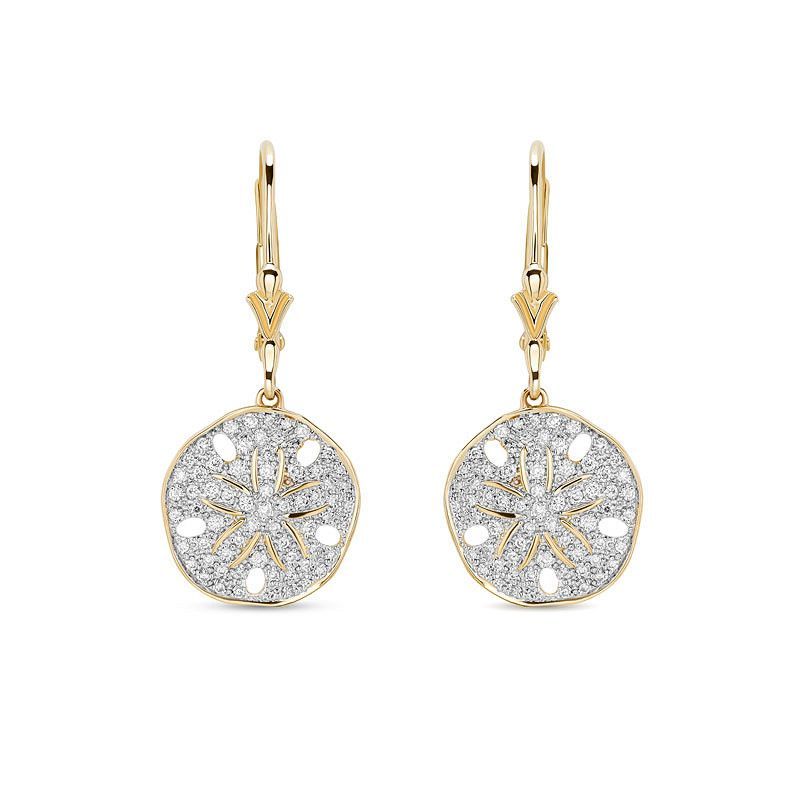 14kt Gold Lab Diamond Sand Dollar Earrings