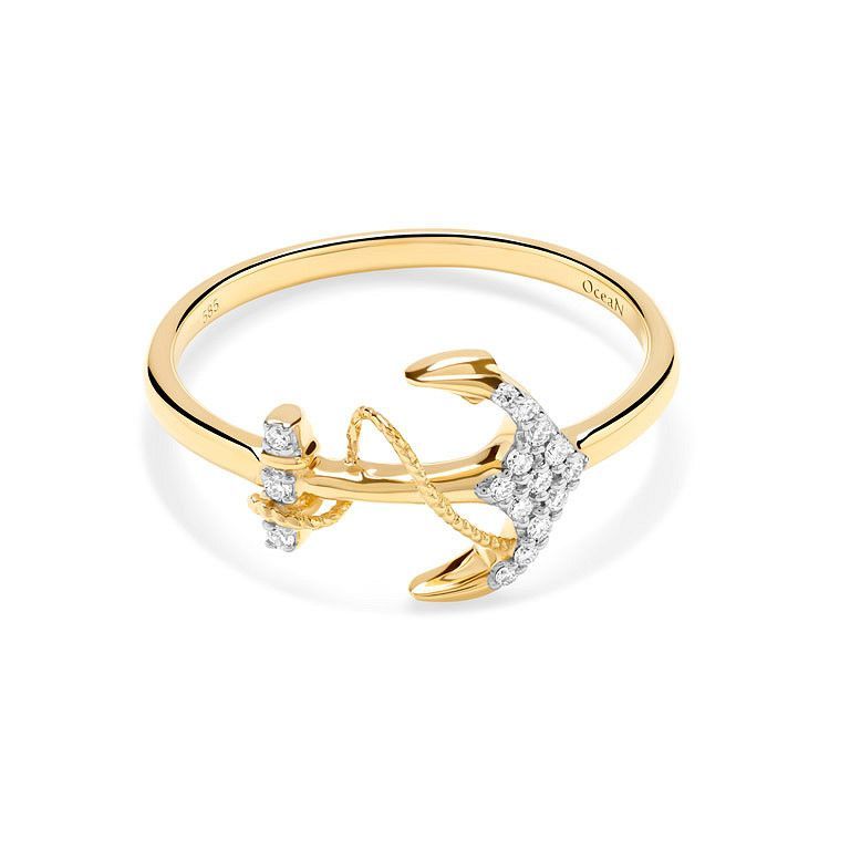14kt Gold Lab Diamond Anchor Ring