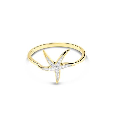 14kt Gold Lab Diamond Starfish Ring