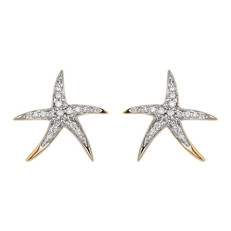 14kt Gold Lab Diamond Starfish Earrings