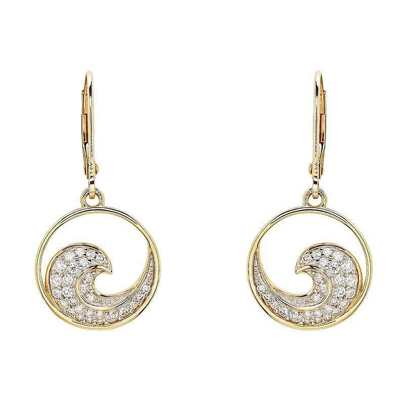 14kt Gold Lab Diamond Wave Earrings