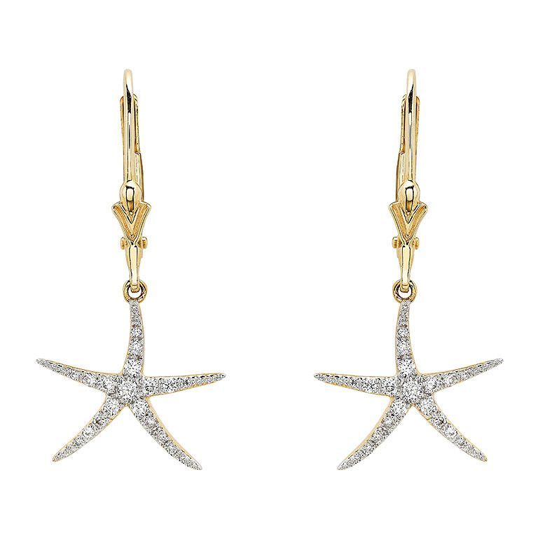 14kt Gold Lab Diamond Starfish Earrings