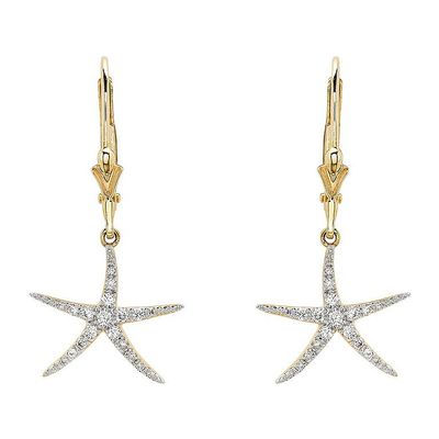14kt Gold Lab Diamond Starfish Earrings