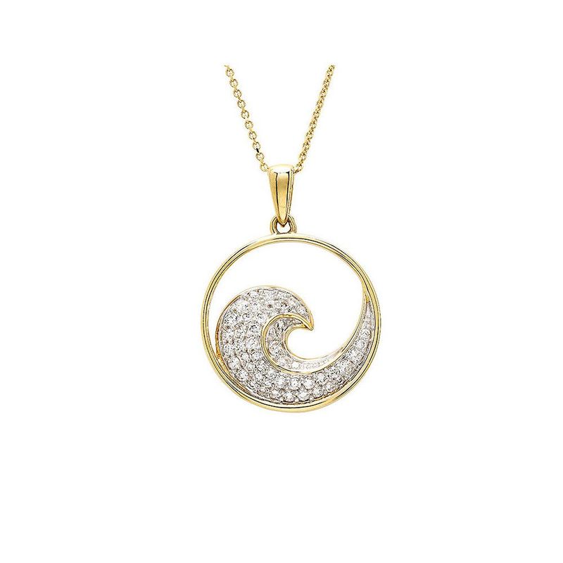 14kt Gold Lab Diamond Wave Necklace