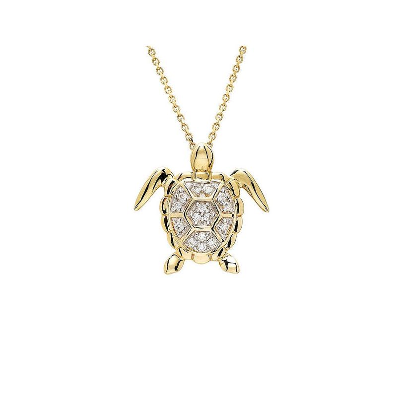 14kt Gold Lab Diamond Turtle Necklace