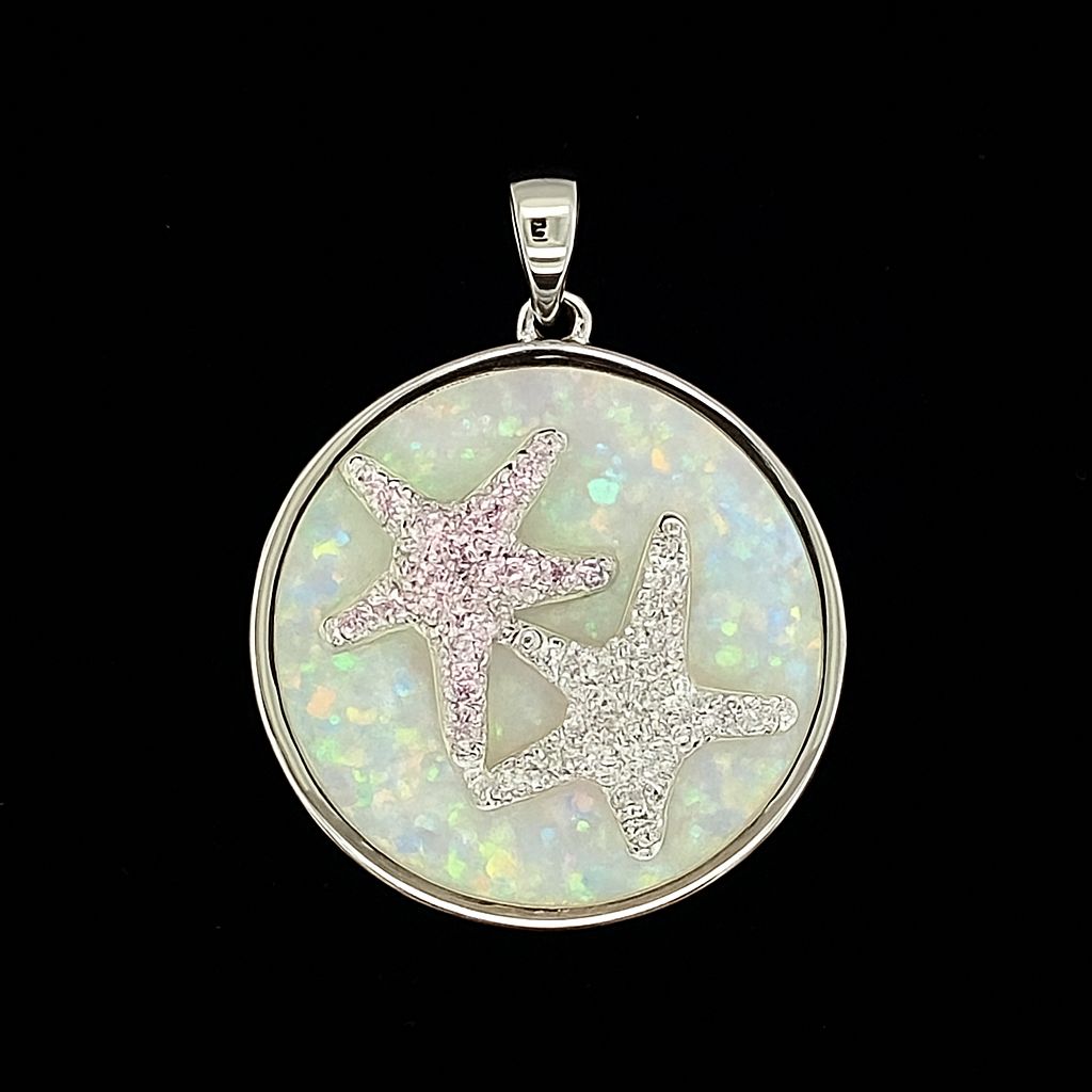 Opal & Cubic Zirconia Starfish Pendant