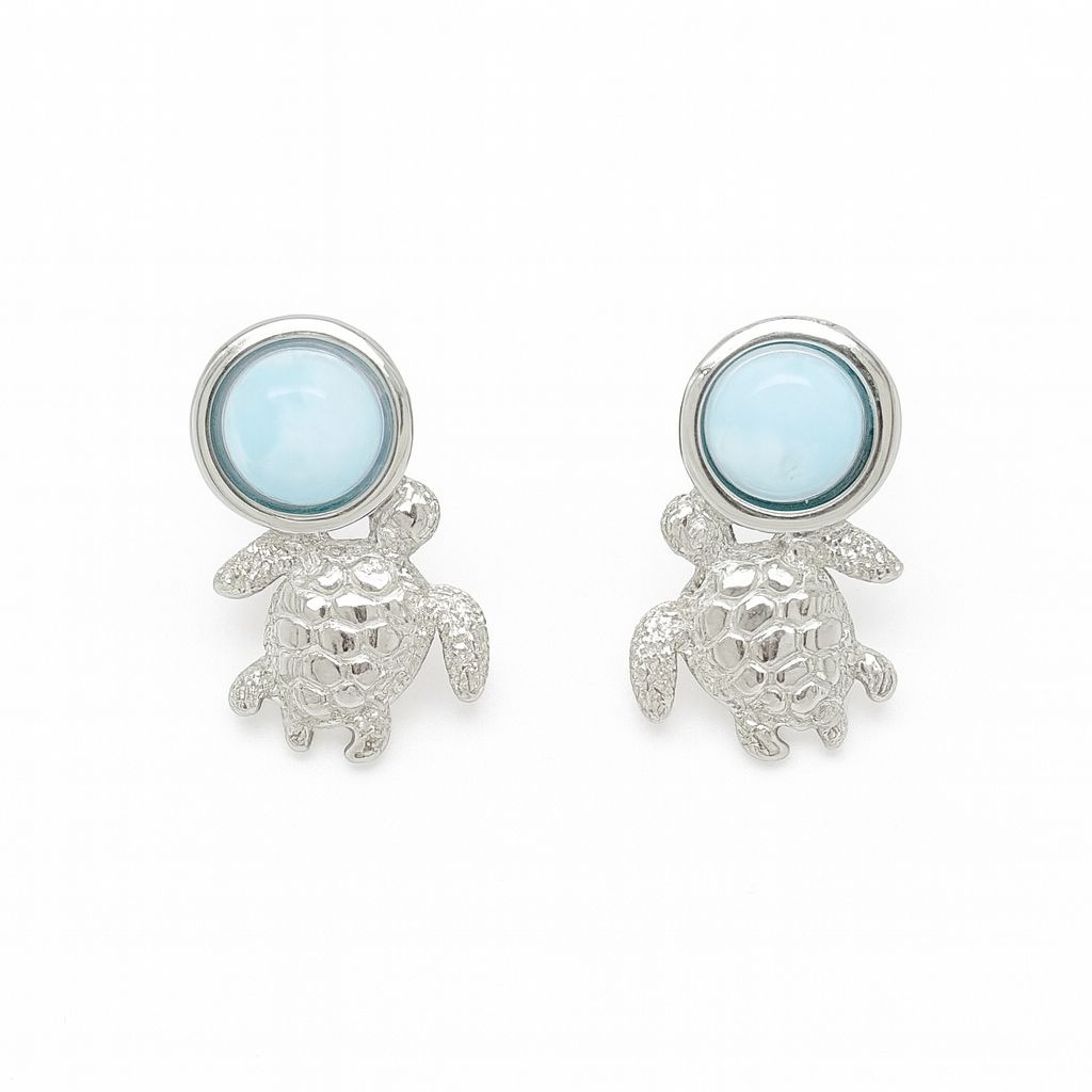 Larimar Turtle Earrings Larimar Turtle Earrings