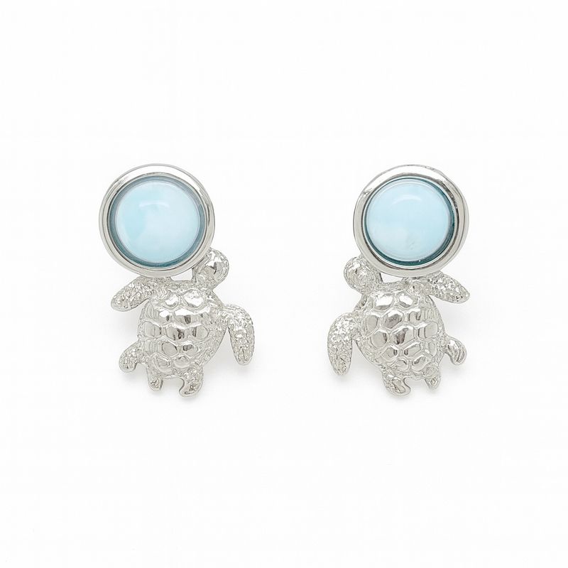 Larimar Turtle Earrings