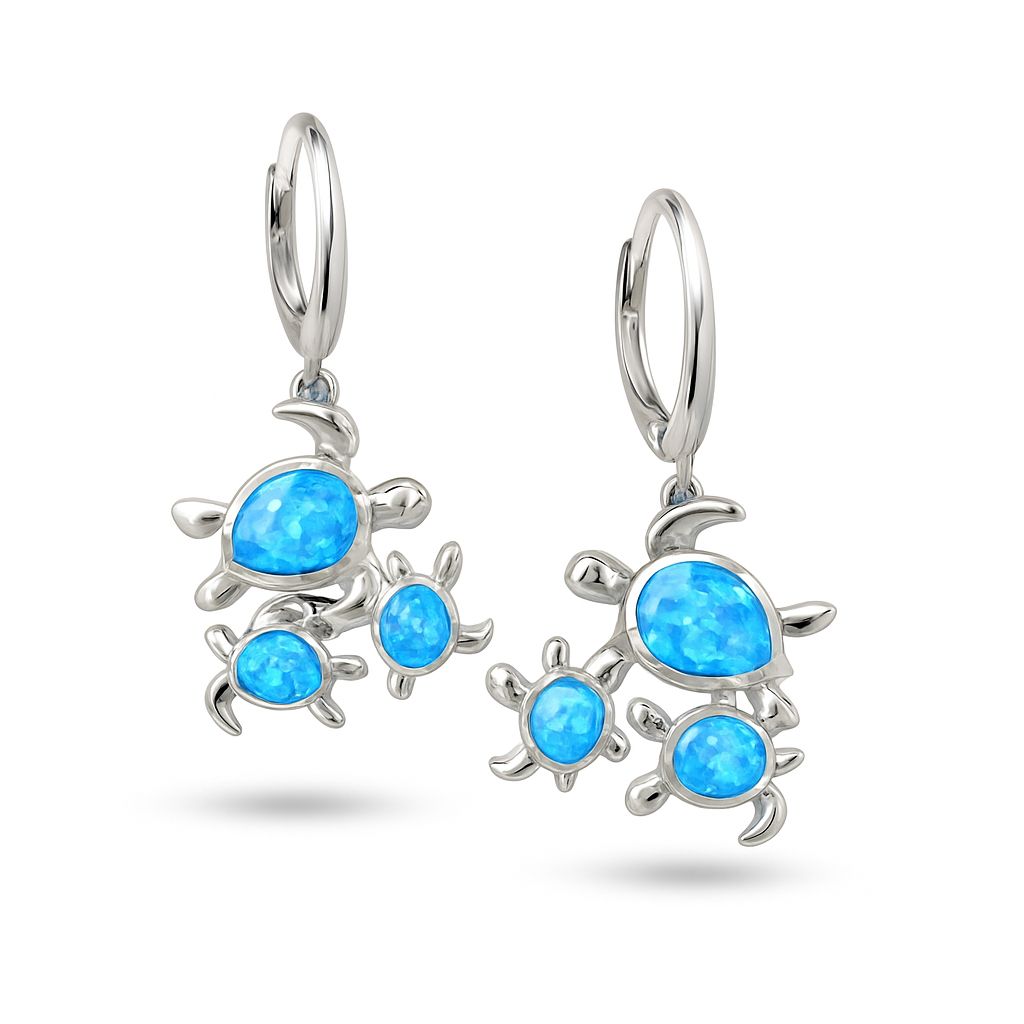 Opal Three Turtle Earrings