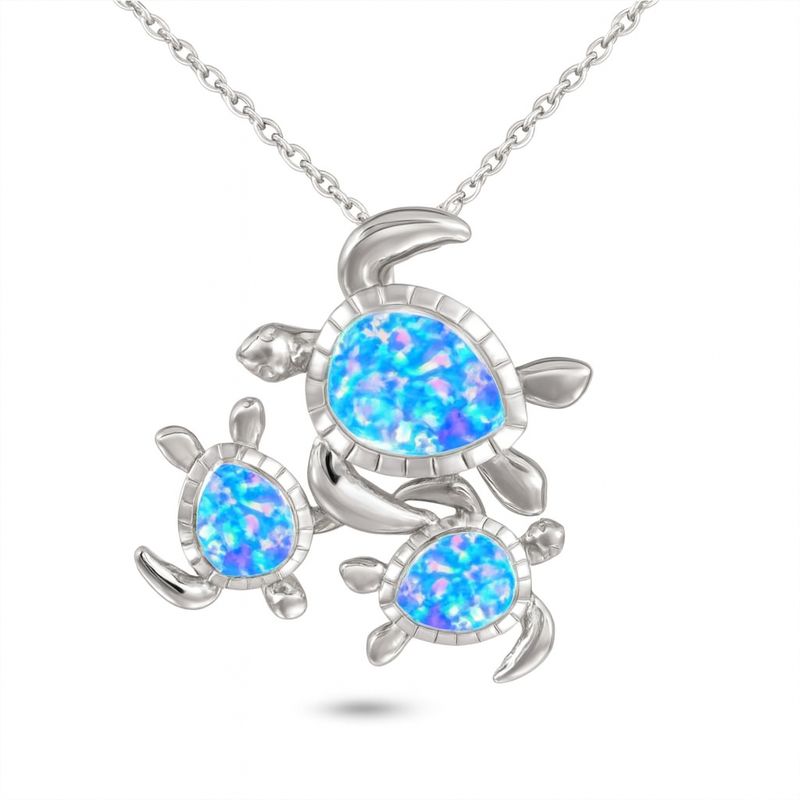 Opal Three Turtle Necklace