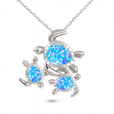 Opal Three Turtle Necklace