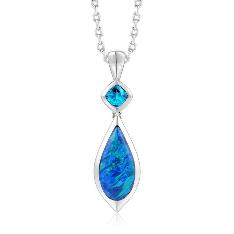Opal and Blue Topaz Necklace