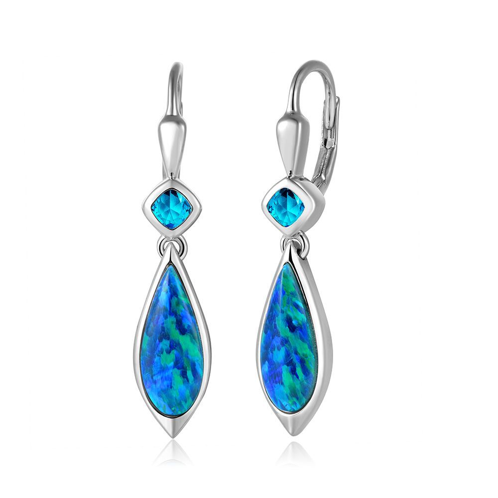 Opal and Blue Topaz Earrings