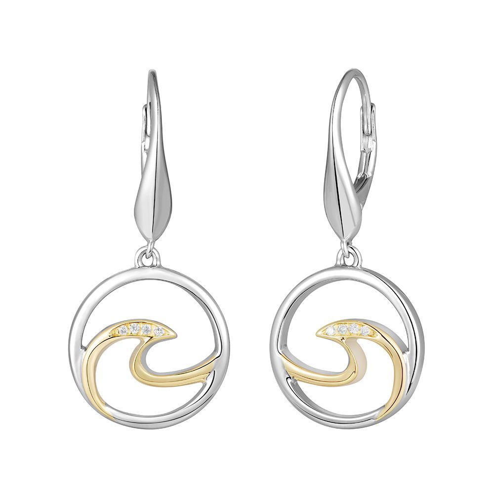 Wave Earrings Sterling Silver and 14kt Gold