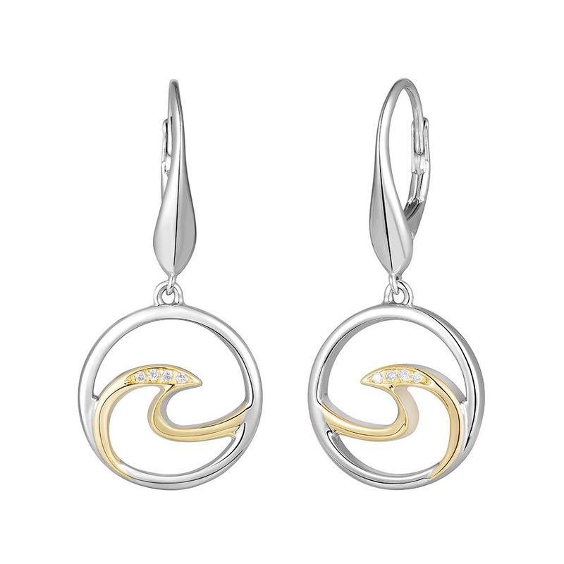 Wave Earrings Sterling Silver and 14kt Gold Wave Earrings Sterling Silver and 14kt Gold